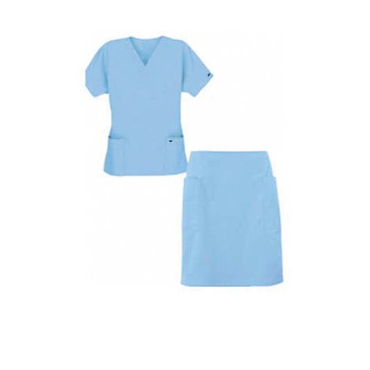 V-Neck Style Scrub Skirt Set