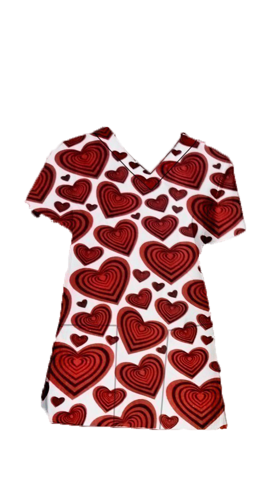 Hearts Scrub Top