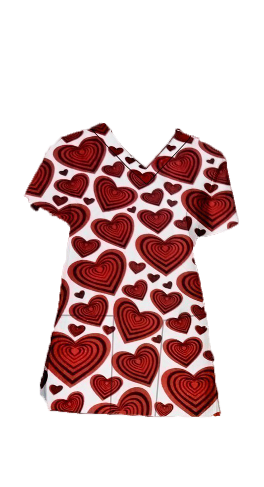 Hearts Scrub Top